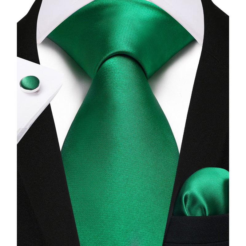 Solid Tie Handkerchief Cufflinks - L1-GREEN