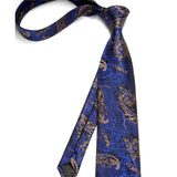Floral Tie Handkerchief Cufflinks - A-BLUE GOLD 