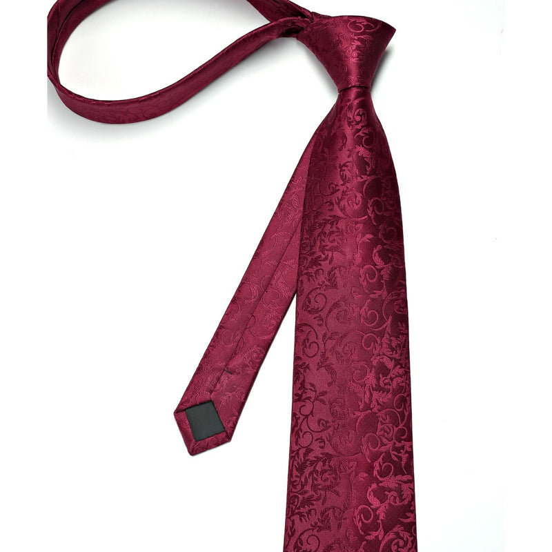 Floral Tie Handkerchief - BURGUNDY 