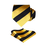 Stripe Tie Handkerchief Set - YELLOW/BLACK