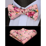 Floral Pre-Tied Bow Tie & Pocket Square - I-FLORAL PRINT PINK 