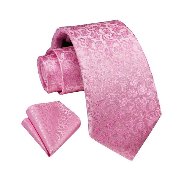 Floral Tie Handkerchief Set -29 PINK 