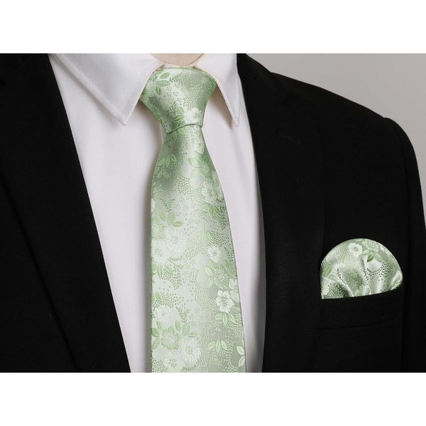 Floral Tie Handkerchief Set - SAGE GREEN FLORAL-11