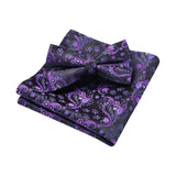 Paisley Pre-Tied Bow Tie - 1-PURPLE 
