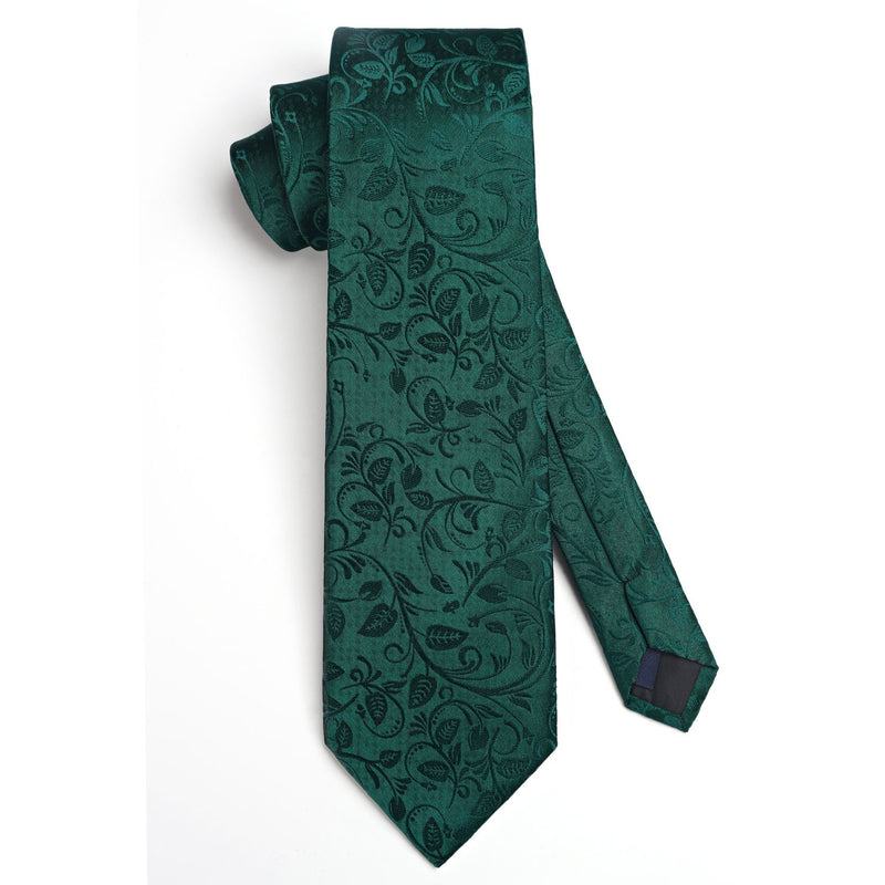 Floral Tie Handkerchief Set - K-GREEN-2 