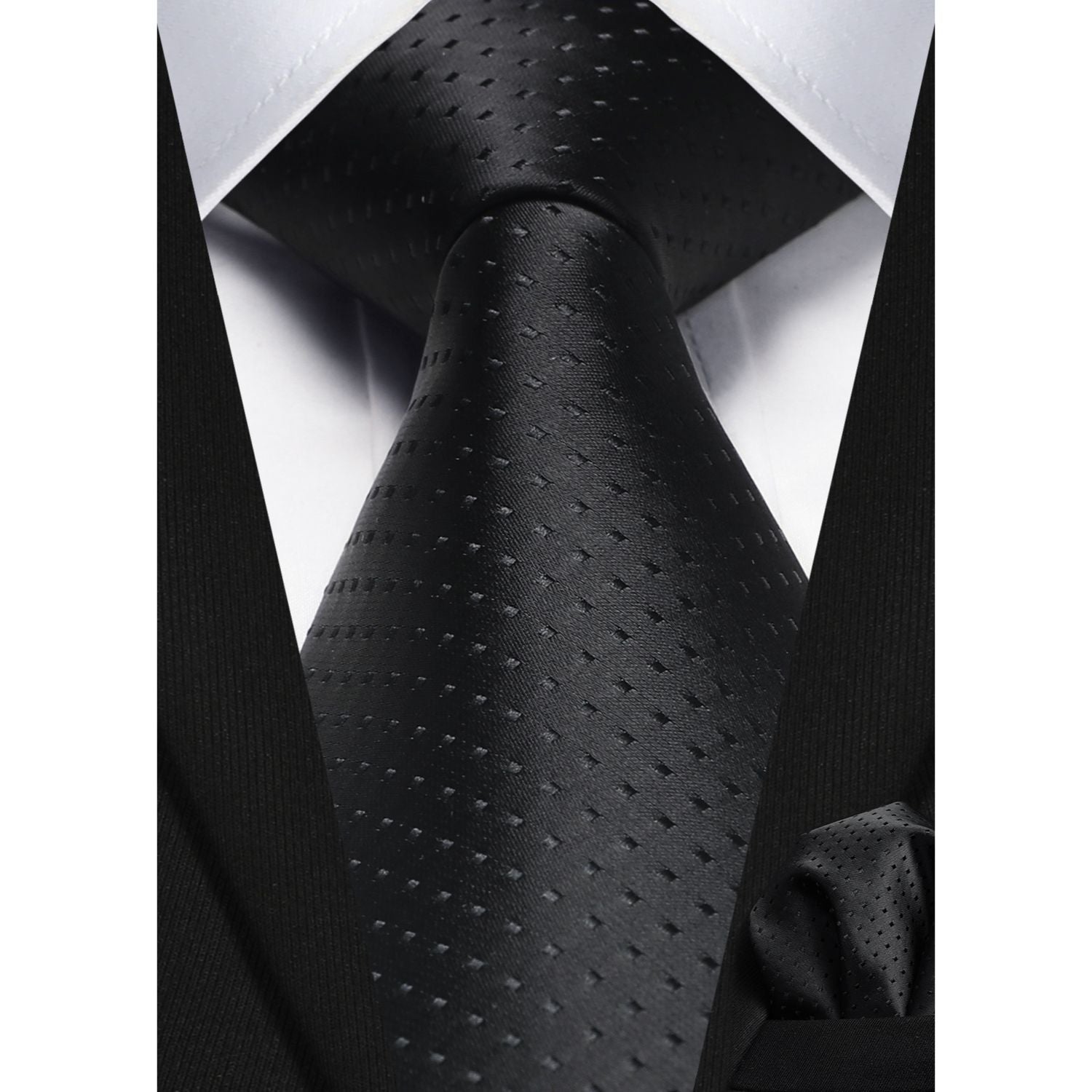 Polka Dot Tie Handkerchief Set - A2-BLACK01