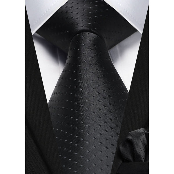 Polka Dot Tie Handkerchief Set - A2-BLACK01 