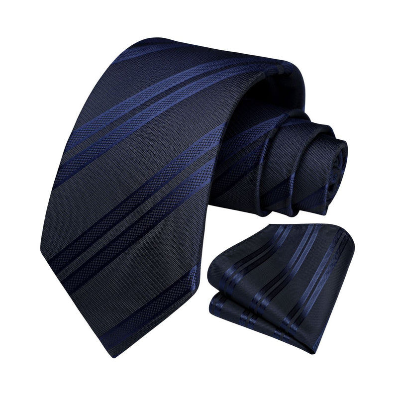 Floral Tie Handkerchief Set - NAVY BLUE 