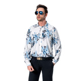 Casual Floral Fancy Shirt - Y-WHITE/BLUE 