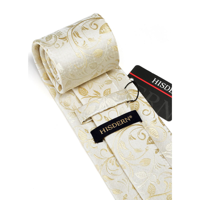 Floral Tie Handkerchief Set - B2-GOLD