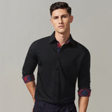 Casual Formal Shirt with Pocket - 04-BLACK/RED 