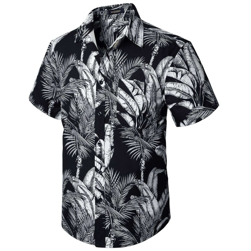 Hisdern Blue Vintage Palm Tree Hawaiian Wedding Shirt