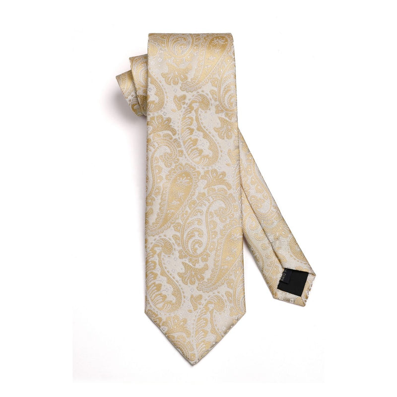 Paisley Tie Handkerchief Set - 03A-CHAMPAGNE2