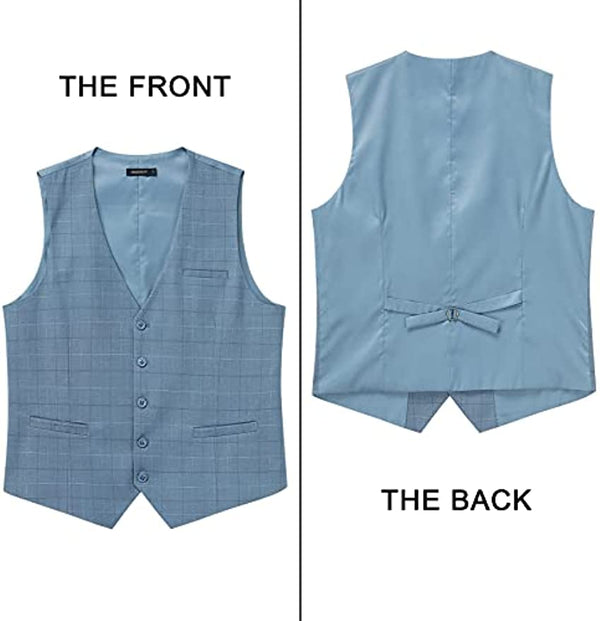 Plaid Slim Vest - A-SKY BLUE 