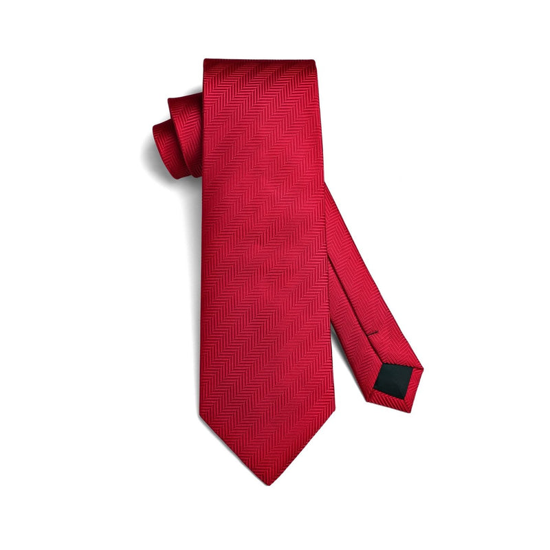 Stripe Tie Handkerchief Cufflinks - RED 