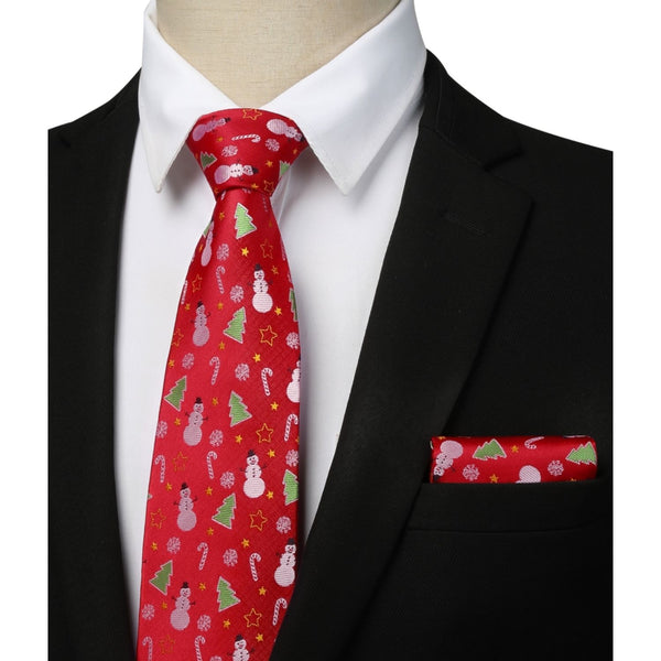 Christmas Tie Handkerchief Set - RED/GREEN