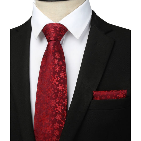 Christmas Tie Handkerchief Set - RED