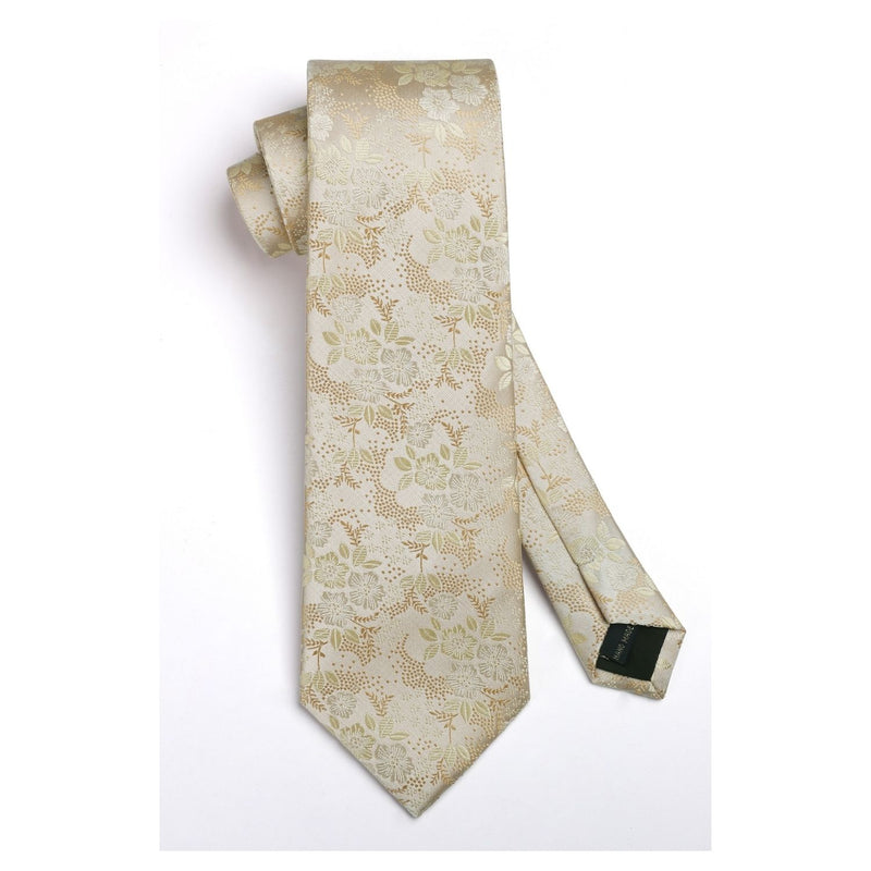 Floral Tie Handkerchief Set - GOLD FLORAL-7