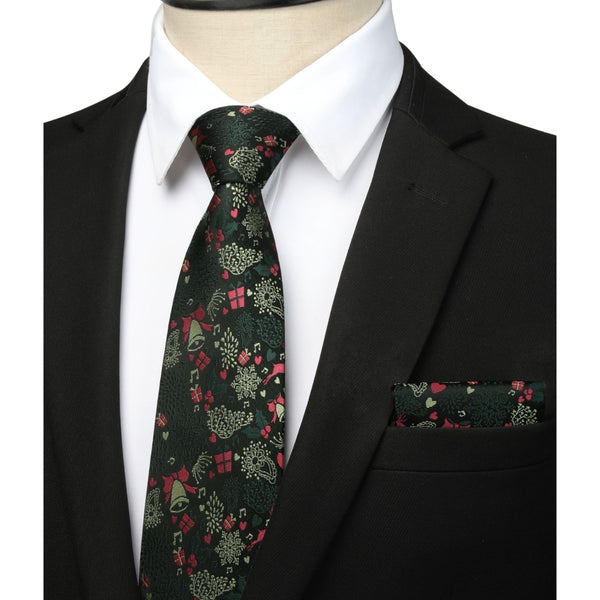Christmas Tie Handkerchief Set - A-3 GREEN