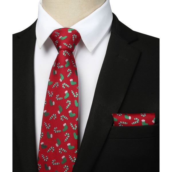 Christmas Tie Handkerchief Set - B-6 RED