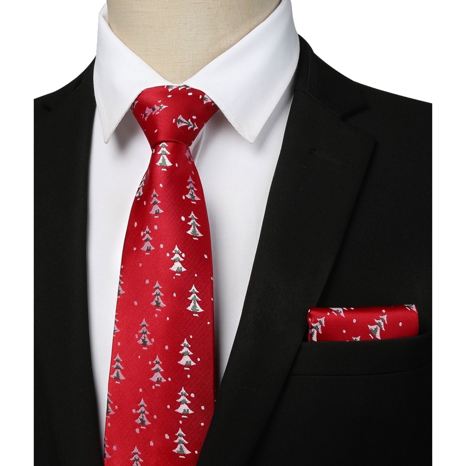 Christmas Tie Handkerchief Set - B-2 RED