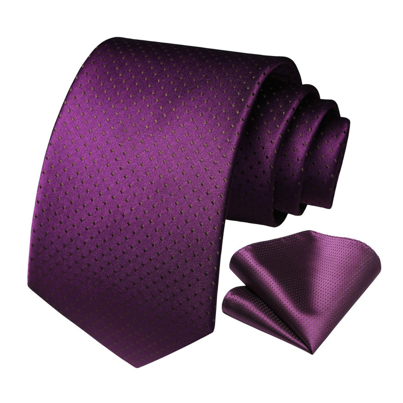 Polka Dot Tie Handkerchief Set - A5-PURPLE/BROWN 