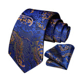 Paisley Tie Handkerchief Set - C2-BLUE BROWN 