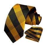 Plaid Tie Handkerchief Set - V- YELLOW-3 