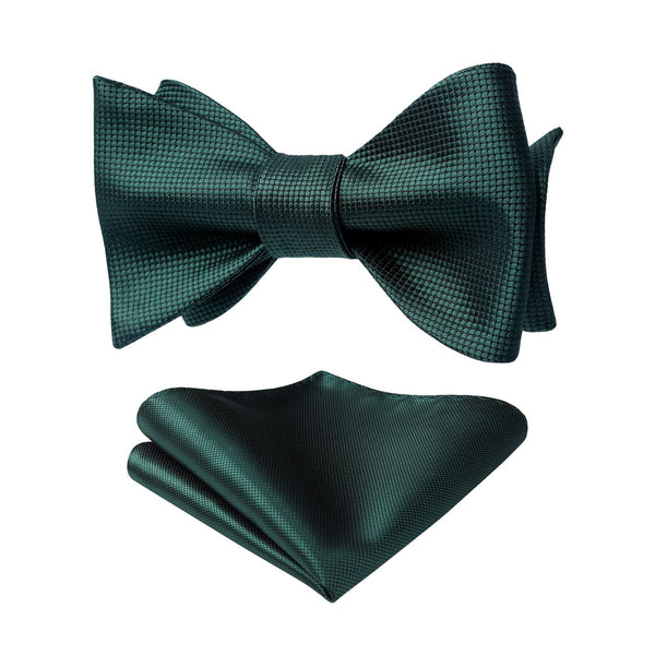 Solid Bow Tie & Pocket Square - A1-GREEN 