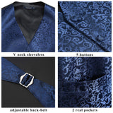 Paisley Vest Tie Handkerchief Set - NAVY BLUE