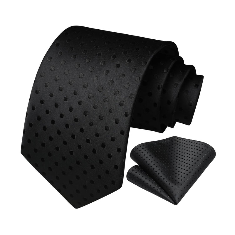 Polka Dot Tie Handkerchief Set - B1-ORANGE/BLACK 