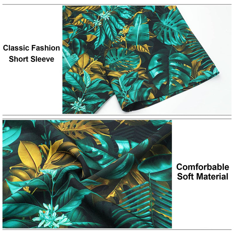 Hawaiian Tropical Shirts with Pocket - Y1- GREEN 2