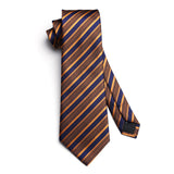 Stripe Tie Handkerchief Cufflinks - E1 - GOLD/NAVY 