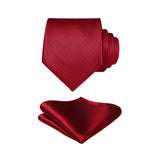 Houndstooth Tie Handkerchief Set - B-RED 