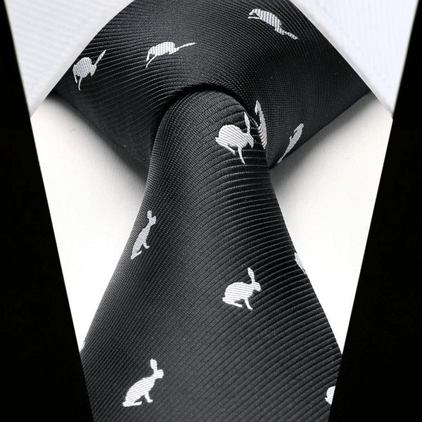 Rabbit Tie Handkerchief Set - BLACK 