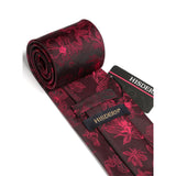 Floral Tie Handkerchief Set - A34-BLACK/RED 