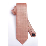 Houndstooth Tie Handkerchief Set - Z-BLUSH PINK 