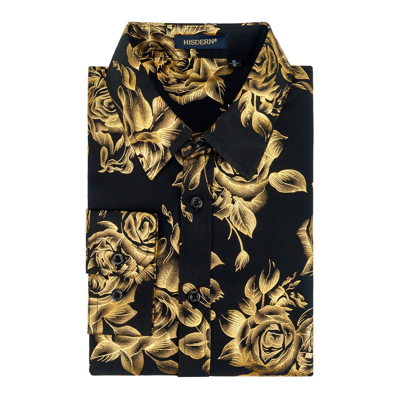Shiny Rose Gold Party Shirt - BLACK-2 