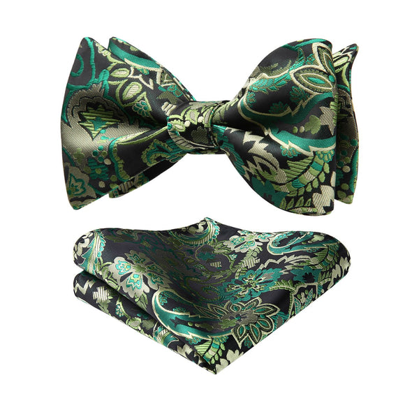 Floral Bow Tie & Pocket Square Sets - A-GREEN 
