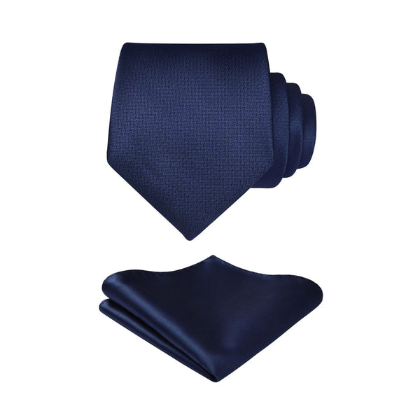 Stripe Tie Handkerchief Set - 02 NAVY BLUE 