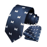 Gamepad Tie Handkerchief Set - NAVY BLUE 