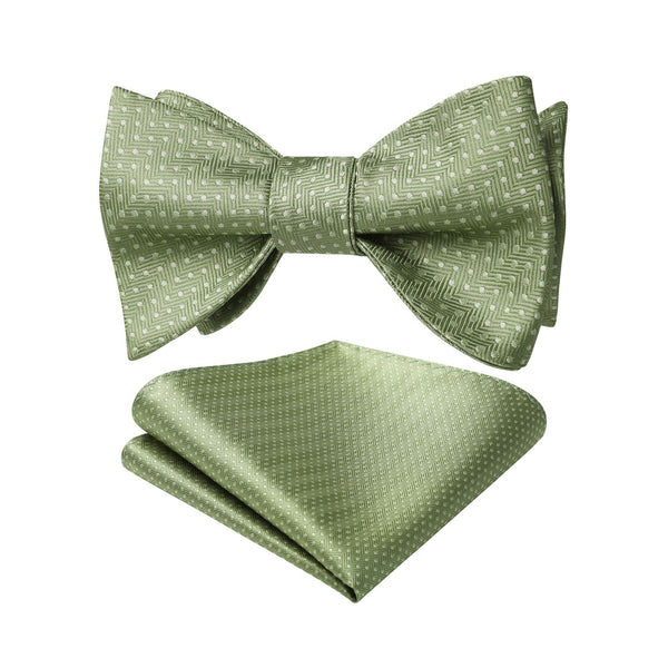 Stripe Bow Tie & Pocket Square - E2-SAGE GREEN 