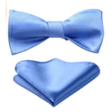 Solid Bow Tie & Pocket Square - F1-BLUE 