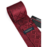 Plaid Tie Handkerchief Set - A-RED 