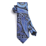 Paisley Tie Handkerchief Cufflinks - BLUE-5 