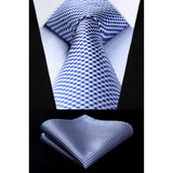 Houndstooth Tie Handkerchief Set - A-09 BLUE/WHITE HOUNDSTOOTH 