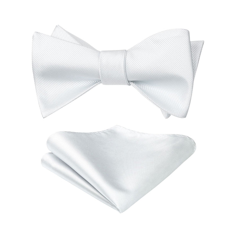 Solid Bow Tie & Pocket Square - WHITE 