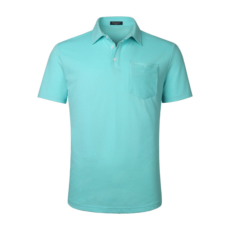 Polo Shirts Short Sleeve with Pocket - AQUA BLUE 