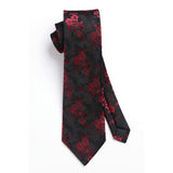 Floral Tie Handkerchief Set - RED/BLACK 