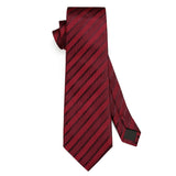 Stripe Tie Handkerchief Set - 3-BURGUNDY 